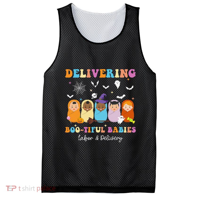 Delivering Bootiful Babies Halloween Labor & Delivery Nurse Mesh Reversible Basketball Jersey Tank