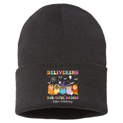 Delivering Bootiful Babies Halloween Labor & Delivery Nurse Sustainable Knit Beanie