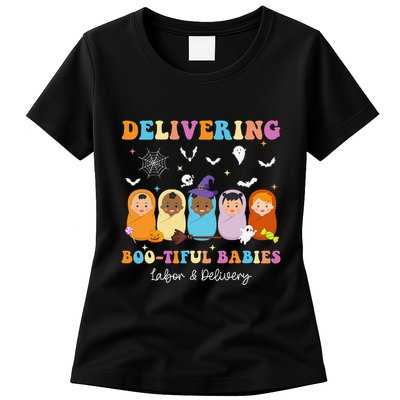Delivering Bootiful Babies Halloween Labor & Delivery Nurse Womens T-Shirt