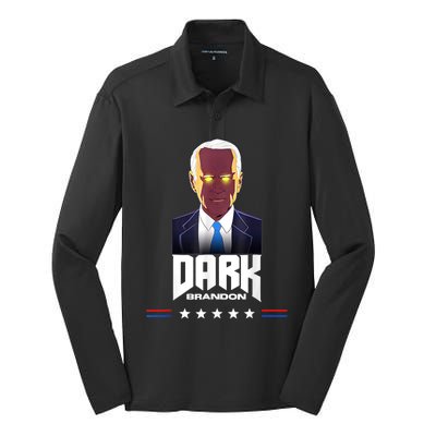 Dark Brandon Biden Design Silk Touch Performance Long Sleeve Polo