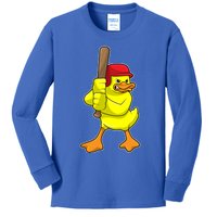 Duck Baseball Baseball Bat Sports Gift Kids Long Sleeve Shirt