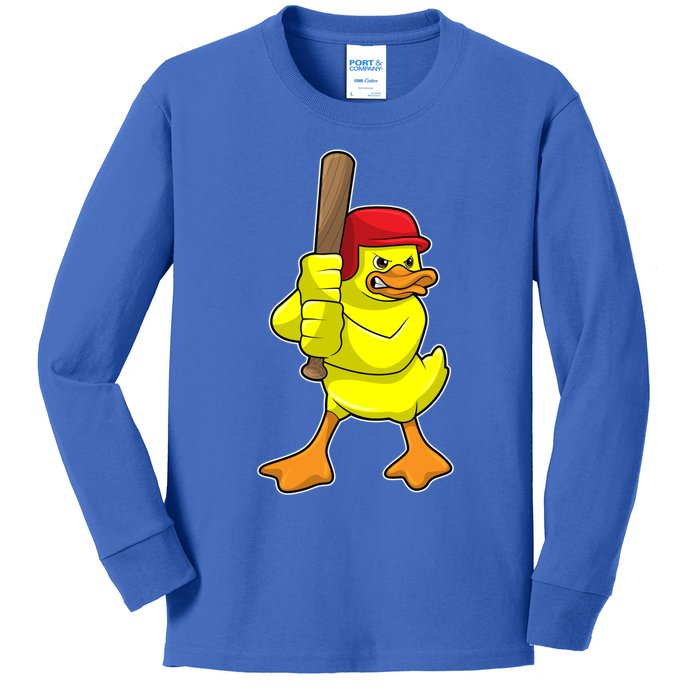 Duck Baseball Baseball Bat Sports Gift Kids Long Sleeve Shirt