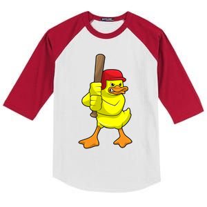 Duck Baseball Baseball Bat Sports Gift Kids Colorblock Raglan Jersey