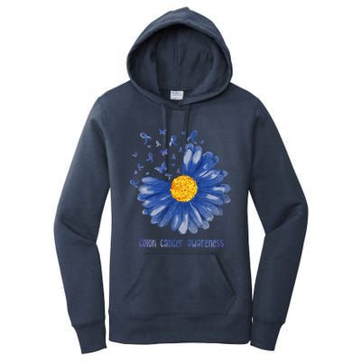 Daisy Butterfly Blue Ribbon Colon Cancer Awareness Cool Gift Women's Pullover Hoodie