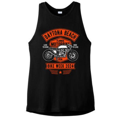 Daytona Beach Bike Week 2024 Retro Motorcycle Ladies PosiCharge Tri-Blend Wicking Tank