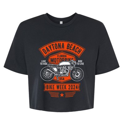 Daytona Beach Bike Week 2024 Retro Motorcycle Bella+Canvas Jersey Crop Tee