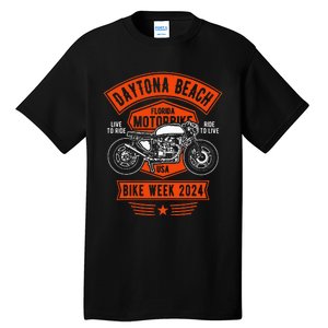 Daytona Beach Bike Week 2024 Retro Motorcycle Tall T-Shirt