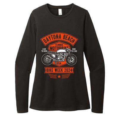 Daytona Beach Bike Week 2024 Retro Motorcycle Womens CVC Long Sleeve Shirt