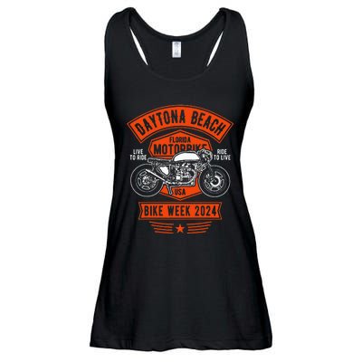 Daytona Beach Bike Week 2024 Retro Motorcycle Ladies Essential Flowy Tank