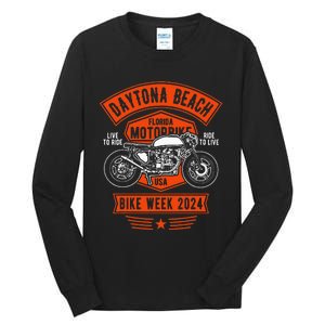 Daytona Beach Bike Week 2024 Retro Motorcycle Tall Long Sleeve T-Shirt