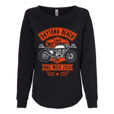 Daytona Beach Bike Week 2024 Retro Motorcycle Womens California Wash Sweatshirt