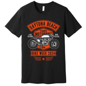 Daytona Beach Bike Week 2024 Retro Motorcycle Premium T-Shirt