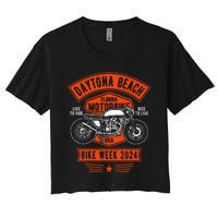 Daytona Beach Bike Week 2024 Retro Motorcycle Women's Crop Top Tee