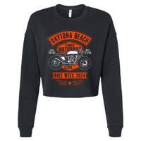 Daytona Beach Bike Week 2024 Retro Motorcycle Cropped Pullover Crew