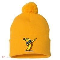 Dabbing Banana Boy Banana Pom Pom 12in Knit Beanie
