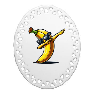 Dabbing Banana Boy Banana Ceramic Oval Ornament