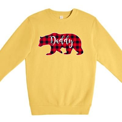 Daddy Bear Black Red Buffalo Check Plaid Fun Dad Father Gift Cool Gift Premium Crewneck Sweatshirt