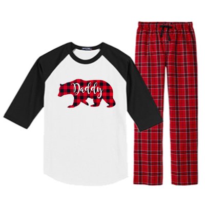 Daddy Bear Black Red Buffalo Check Plaid Fun Dad Father Gift Cool Gift Raglan Sleeve Pajama Set