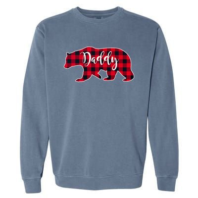 Daddy Bear Black Red Buffalo Check Plaid Fun Dad Father Gift Cool Gift Garment-Dyed Sweatshirt