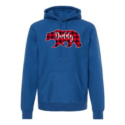 Daddy Bear Black Red Buffalo Check Plaid Fun Dad Father Gift Cool Gift Premium Hoodie