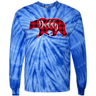 Daddy Bear Black Red Buffalo Check Plaid Fun Dad Father Gift Cool Gift Tie-Dye Long Sleeve Shirt