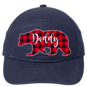 Daddy Bear Black Red Buffalo Check Plaid Fun Dad Father Gift Cool Gift 7-Panel Snapback Hat