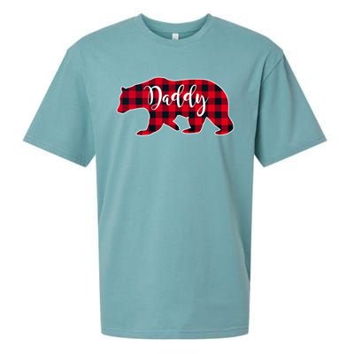 Daddy Bear Black Red Buffalo Check Plaid Fun Dad Father Gift Cool Gift Sueded Cloud Jersey T-Shirt