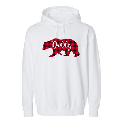 Daddy Bear Black Red Buffalo Check Plaid Fun Dad Father Gift Cool Gift Garment-Dyed Fleece Hoodie