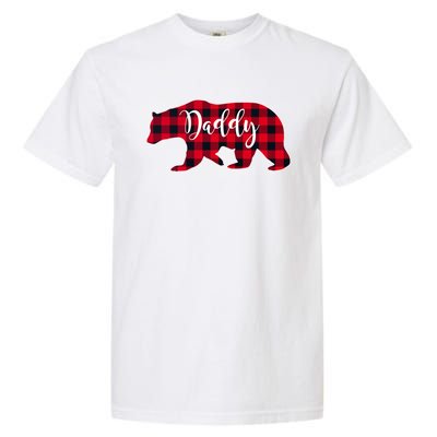 Daddy Bear Black Red Buffalo Check Plaid Fun Dad Father Gift Cool Gift Garment-Dyed Heavyweight T-Shirt