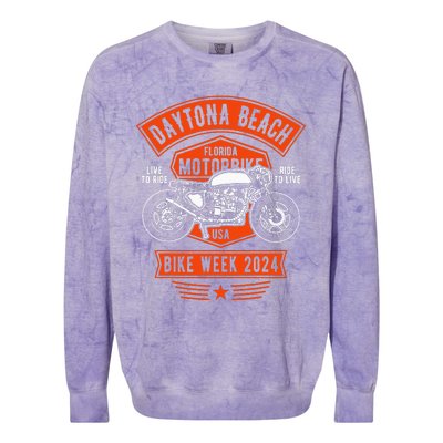 Daytona Beach Bike Week 2024 Colorblast Crewneck Sweatshirt