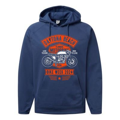 Daytona Beach Bike Week 2024 Performance Fleece Hoodie