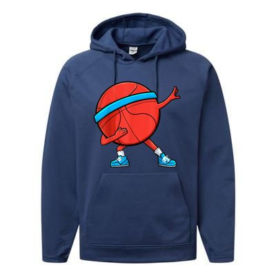 Dabbing Basketball Ball Funny Sports Player Performance Fleece Hoodie