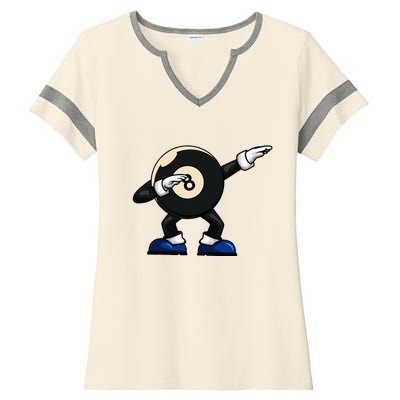 Dabbing Billiard Ball Pool Player Snooker Ladies Halftime Notch Neck Tee