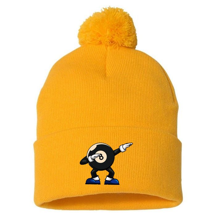 Dabbing Billiard Ball Pool Player Snooker Pom Pom 12in Knit Beanie