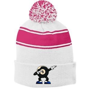 Dabbing Billiard Ball Pool Player Snooker Stripe Pom Pom Beanie