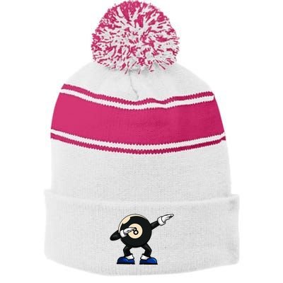 Dabbing Billiard Ball Pool Player Snooker Stripe Pom Pom Beanie