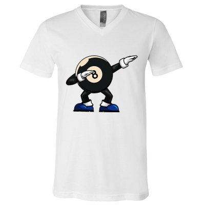 Dabbing Billiard Ball Pool Player Snooker V-Neck T-Shirt