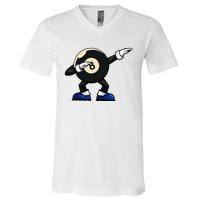 Dabbing Billiard Ball Pool Player Snooker V-Neck T-Shirt