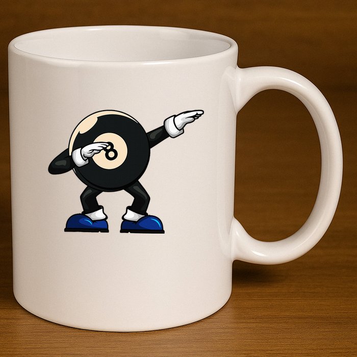 Dabbing Billiard Ball Pool Player Snooker 11oz C Handle Ceramic Mug
