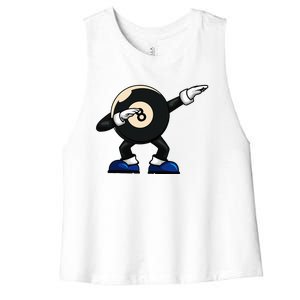 Dabbing Billiard Ball Pool Player Snooker Women's Racerback Cropped Tank