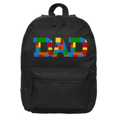 Dad Brick Builder Funny Blocks Master Builder Awesome Cute 16 in Basic Backpack