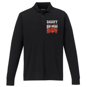 Daddy Basketball Birthday Boy Family Baller Bday Party Performance Long Sleeve Polo