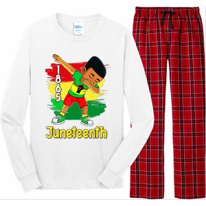 Dabbing Black Boy Brown Skin Prince Juneteenth 1865 Long Sleeve Pajama Set