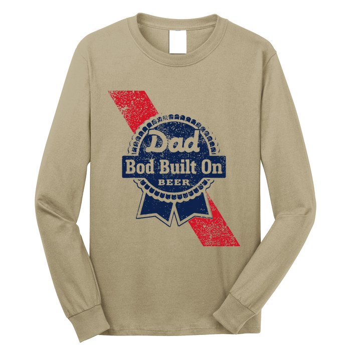 Dad Bod Built On Beer Funny Beer Long Sleeve Shirt