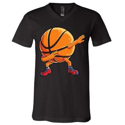 Dabbing Basketball Ball Funny Sports Player V-Neck T-Shirt
