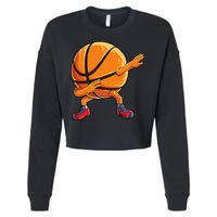 Dabbing Basketball Ball Funny Sports Player Cropped Pullover Crew