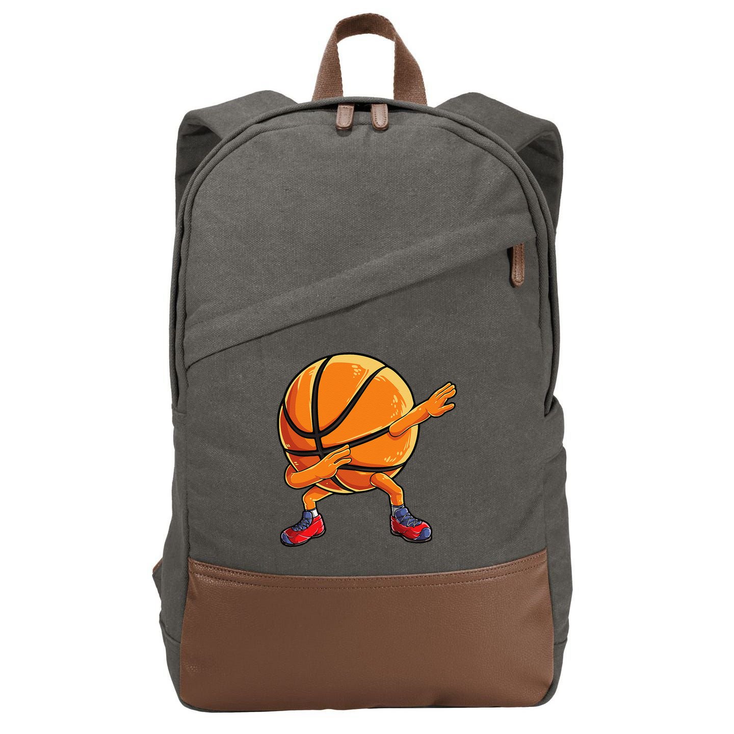 Dabbing Basketball Ball Funny Sports Player Cotton Canvas Backpack