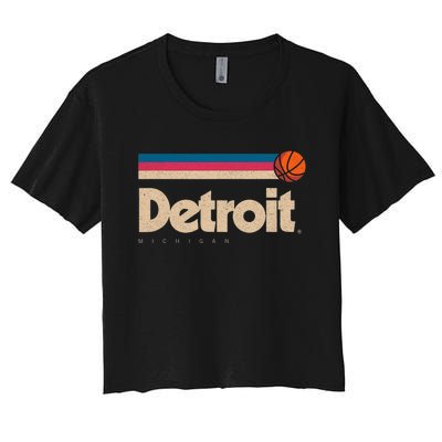 Detroit Basketball B Ball City Michigan Retro Detroit Women's Crop Top Tee