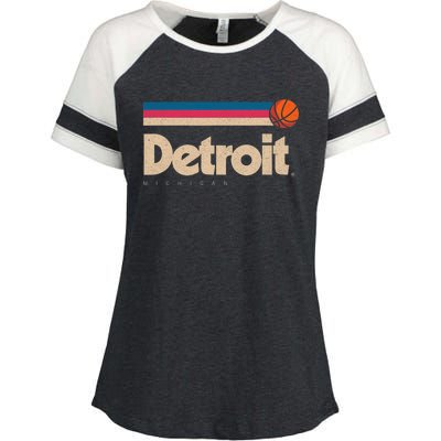 Detroit Basketball B Ball City Michigan Retro Detroit Enza Ladies Jersey Colorblock Tee