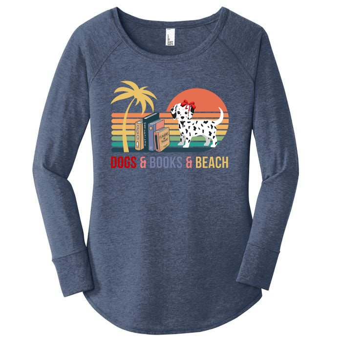 Dogs Books Beach Summer Funny Retro Vintage Women's Perfect Tri Tunic Long Sleeve Shirt